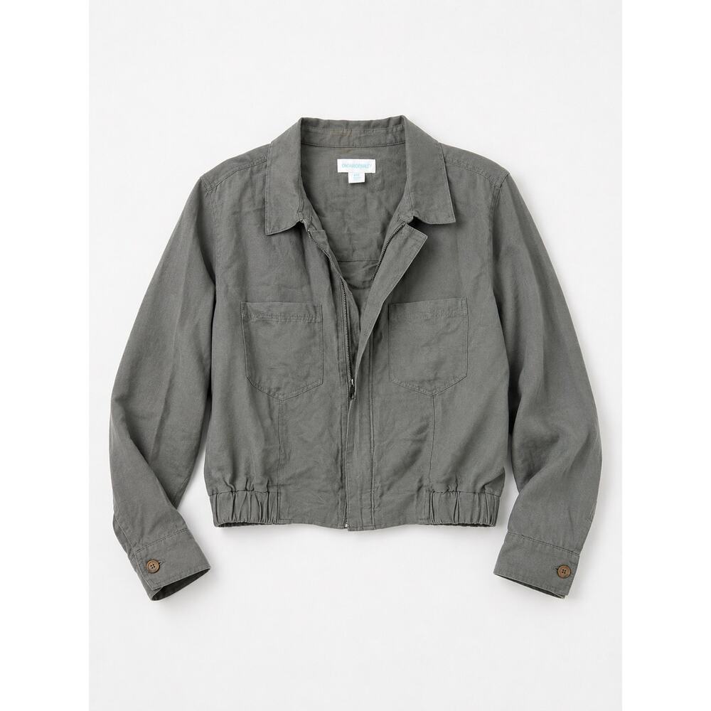 Cynthia Rowley Utility Jacket Womens Medium Olive Green Zip Front Lightweight - Picture 2 of 7